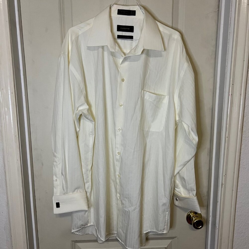 Claiborne long-sleeved button down cotton shirt 16 1/2 32/33 L BONUS cuff links!